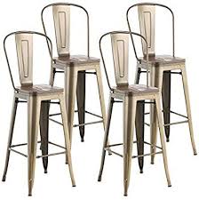Amazon Com Mecor Metal Set Of 4 Bar Stools W Removable Backrest 30 Dining Counter Height Chairs Counter Height Chairs Bronze Furniture Metal Counter Stools