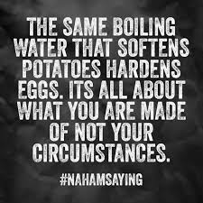 The Same Boiling Water That Softens Potatoes Hardens Eggs It S All About What You Are Made Of Not Your Circumstance Inspirational Words Quotable Quotes Quotes