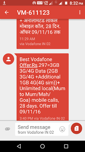 Vodafone Unlimited Voice Calling 3gb 3g 4g Data Offer 297 Inr