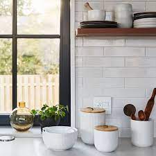 The most common unique canister set material is ceramic. Textured Kitchen Canisters Kitchen Storage Solutions