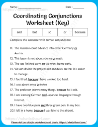 conjunctions worksheet for grade 5 includes key your home teacher