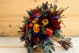 Autumn Wedding Bouquet With Dried Mini Sunflowers Burgundy Hydrangea Orange And Purple Spray F Dried Flower Bouquet Bridal Bouquet Fall Fall Wedding Bouquets