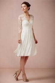 Lace And Chiffon Knee Length Wedding Dress With Full Sleeves And Open Back Bride Reception Dresses Online Wedding Dress Little White Dresses