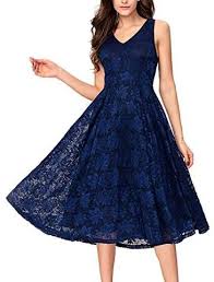 Navy Blue Prom Dress Women S V Neck Fit Flare Lace Midi Cocktail Dress Midi Cocktail Dress Navy Blue Prom Dresses Womens Cocktail Dresses