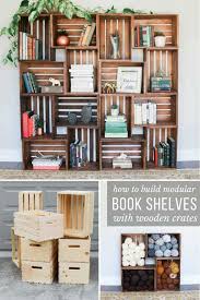 Easy Diy Yarn Storage Shelves Using Wooden Crates Video Tutorial Bookcase Diy Bookshelves Diy Crate Bookshelf