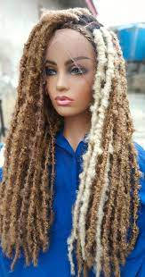 # 1b and 613 blonde color. Distressed Faux Locs Braids Wig Wig For Black Women Full Wig Faux Locs Afrikrea