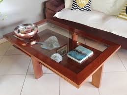 It can also be used as a side table. Large Wooden Coffee Table And Glass Furniture And Decoration Saint Barthelemy Cyphoma