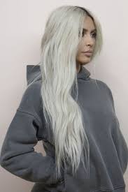 Kim Kardashian For Yeezy Season 6 With Long Blonde Platinum Hair Color Haircolor Hair Kimkardashian Plat Kim Kardashian Hair Kim Kardashian Blonde Kim Hair