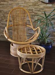 Bamboo Rattan Swivel Chair With Ottoman Vintage Rattan Lounge Swivel Chair Bamboo Chair Bamboo Furniture Wooden Beach Chairs