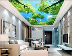 Customized 3d Photo Wallpaper Mural For Walls Forest Sunlight 3d Ceiling Wallpaper Non Woven Vinyl Wallpape Ceiling Murals Ceiling Design Wallpaper Living Room