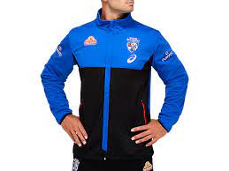 Western bulldogs 2021 newera retro script cap. Men S Western Bulldogs Travel Jacket Aop 2113a078 002 Mens Afl Clothing Asics