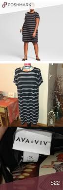 Ava Viv Striped Tee Shirt Dress 2x Striped Tee Shirt Dress Tee Shirt Dress Dresses 2x
