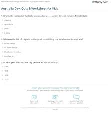 Father's day is always celebrated on the third sunday in june in the united states. Australia Day Quiz Worksheet For Kids Study Com