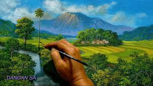 Jual lukisan online, galeri lukisan unik. Cara Menggambar Melukis Pemandangan Alam Sawah How To Draw Rice Field Landscape By Dandan Sa 15 Youtube