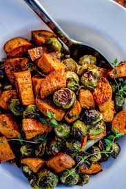 Roasted Sweet Potatoes And Brussels Sprouts Eat Brussel Sprouts And Sweet Potato Recipe Roasted Sweet Potatoes Brussels Sprouts Recipe