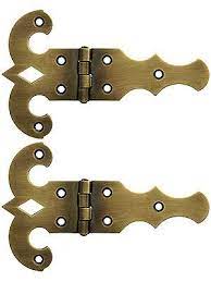 Brass Strap Hinges Pair Of 4 X 6 3 8 Decorative Brass Surface Hinges In Antique By Hand Finish Strap Hinges Rustic Cabinets Door Hinges