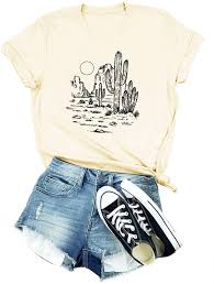 Floral pattern women clothes vintage. Buy Gemlon Women Vintage Leopard Print Cactus T Shirts Floral Graphic Tee Short Sleeve Summer Tops Online In Indonesia B08l9y2dq6