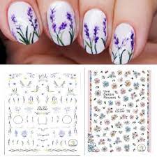 1 Pc Flamingo Unicorn Nail Stickers Flower Series Chrysanthemum Lavender Plant Pattern 3d Manicure Sticker Nail Unicorn Nails Nail Stickers Nail Salon And Spa
