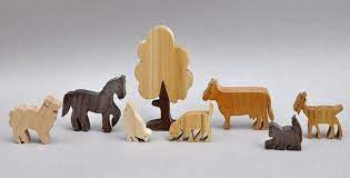 Farm Animal Play Set Wooden Block Toys For Children Kids Etsy Wooden Animals Wooden Blocks Toys Farm Animals