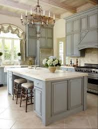 French Country Kitchen In Slate Blue With Carrera Marble Counter Tops Country Kitchen Designs French Country Kitchens Kitchen Design