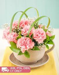 Flowers Pink Carnations In A Teacup Easter Flower Arrangements Carnation Wedding Flowers Floral Arrangements