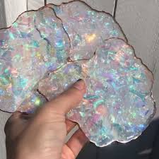 Opal Inspired Coasters By Instagram Artist Carrieaf Resin Giessen Artist Carrieaf Coasters Inspired Insta Diy Resin Crafts Diy Resin Art Resin Diy