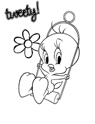 Tweety Bird Pictures To Color Tweety Bird Swing Coloring Page Kids Play Color In 2020 Tweety Bird Drawing Bird Coloring Pages Baby Looney Tunes