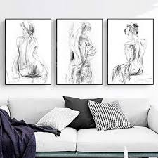 Sumgar black and white wall art dorm bedroom inspirational quotes canvas paintings grey dog funny sayings pictures animal framed artwork prints puppy gifts front door decor,12x12 inch 4.7 out of 5 stars 310 Amazon Com Set Of 3 Prints Black And White Nude Body Woman Drawing Bedroom Wall Decor Handmade
