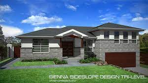 Side sloping lot house plans, walkout basement house plans, 10018. Sienna Tri Level Sideslope Design 27 Squares Home Design Tullipan Homes