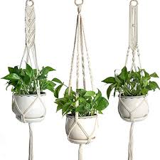 You can use different types of rope to create nice patterns. 3pack Macrame Plant Hanger Indoor Outdoor Hanging Planter Ba