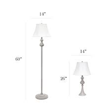 A soft white linen empire shade adds a neutral contrast to its base, and provides a subtle amount of light in your room. Elegant Designs 3 Piece Traditional Standard Lamp Set With White Shades 1 Floor Lamp And 2 Table Lamps Gray Fixtures Lc1019 Gry Rona