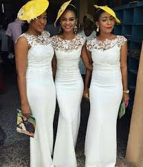 Asoebi White Wedding Party Dress Guest Mermaid Bridesmaid Dresses African Bridesmaid Dresses