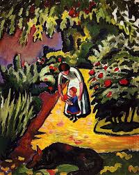 In The Garden Elisabeth With Sonny Boy And Wolf August Macke 1912 German 1887 1914 Oil On Canvas August Macke Macke German Art