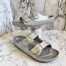 Silver sales buckle sandals