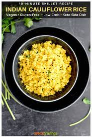 Indian Cauliflower Rice Recipe Indian Rice Recipes Rice Side Dishes Indian Cauliflower