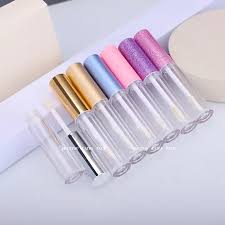 CAIYA PACK 2ml Mini clear Frost Round Empty Gold Lip Gloss Container Tube  Small Silver Lipgloss