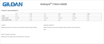 Gildan Soft Style T Shirt Size Chart The Best Style In 2018