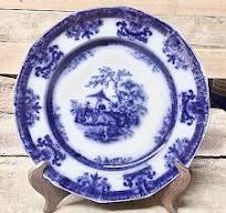 Antique Flow Blue Plate Chinoiserie. DAVENPORT. AMOY.C1860 | eBay