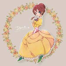 Anime Picture Search Engine 1girl Blue Eyes Blush Brown Hair Disney Dress Eyelashes Flower Gloves Grey Background Hair Bun Ja Anime Disney Jane Disney Divas
