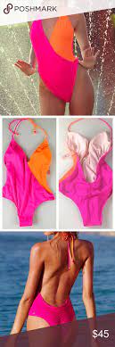 Victoria Secret Colorblock Plunge One Piece One Piece Color Blocking High Neck Bikinis