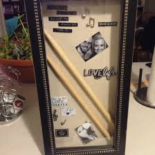Birthday Shadow Box Ideas For Boyfriend Drum Stick Display Shadow Box I Had Drum Sticks Engraved Not Pictured With Lyrics From Our Son Drummer Gifts Birthday Gifts For Boyfriend Diy Easy Diy Gifts