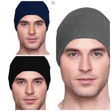3 Cancer Hats-buy2get1 Free Men's Chemo Cap, Cancer Beanie, Sleep, Casual,  Bamboo Fabric, Navy Blue, Black, Gray Small