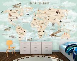 Nursery And Child Room Wallpaper World Map Wall Mural Child Room Decoration Kids Room Murals Room Wallpaper Map Wall Mural