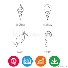 Ice Cream Candy Icons Sweets Linear Sign Award Medal