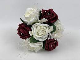 Wedding flowers are one of the most stand out elements to your special day, providing elegance with big delicate blossoming petals, peonies work great paired in a bouquet with other cream the creamy ivory pairs well in a summer garden wedding, while the dark purple would work great for an. Small Artificial Wedding Flowers Bridesmaid Bouquet Posy Ivory