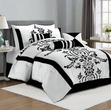 Black And White Floral Bedding Set Black White Bedding Accent Color Bed Comforter Sets Comforter Sets Black Bedding