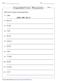 Standard And Expanded Form Thousands Place Value Expanded Form Worksheets Expanded Form Math Expanded Form
