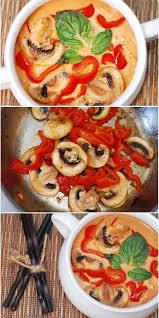 Reduce to a simmer, cover, and cook until the chicken is cooked through, 12 to 15 minutes. Thai Red Curry Sauce With Chicken Quinoa Recipes Healthy Recipes Stuffed Peppers