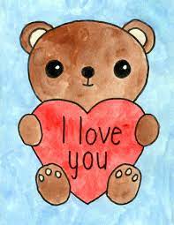 Today i am drawing easy drawing ! Draw A Teddy Bear With A Heart Art Projects For Kids