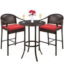 Pieces were also easy to. Best Choice Products 3 Piece Outdoor Wicker Bistro Bar Height Set For Patio Garden W Barstools Steel Frame Beige Walmart Com Walmart Com